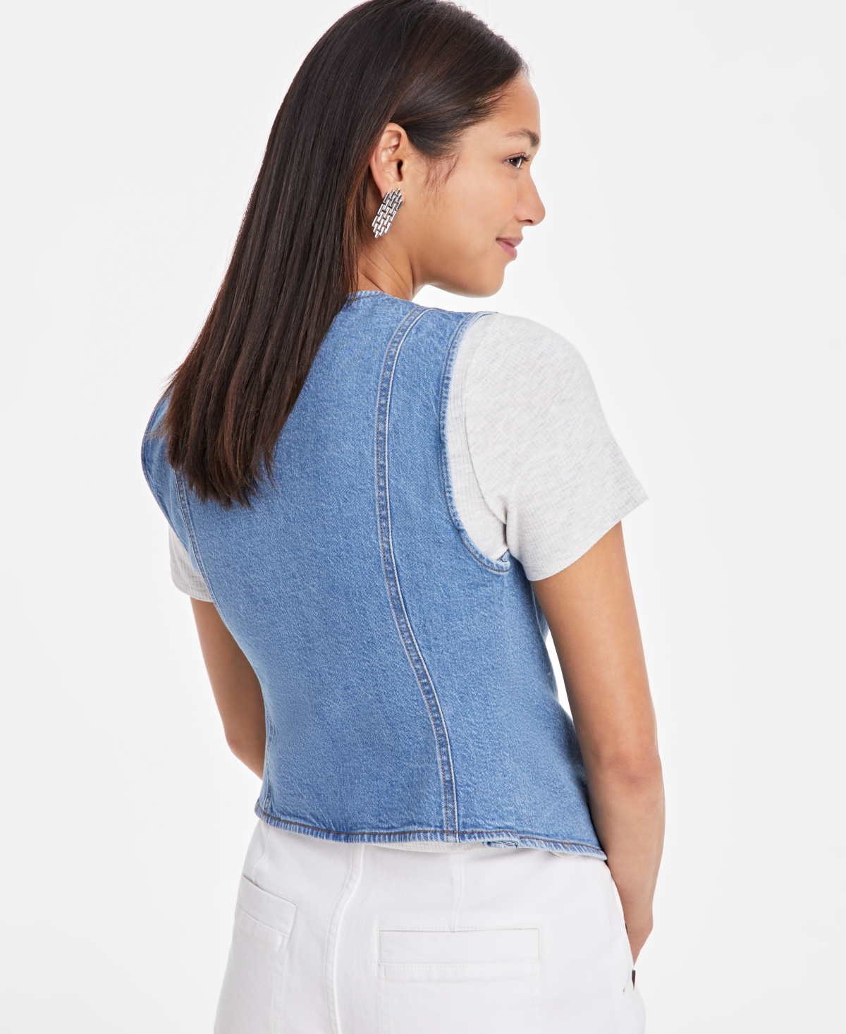 On 34th Women's Denim Vest, Exclusively At Macy's In Tinted Light