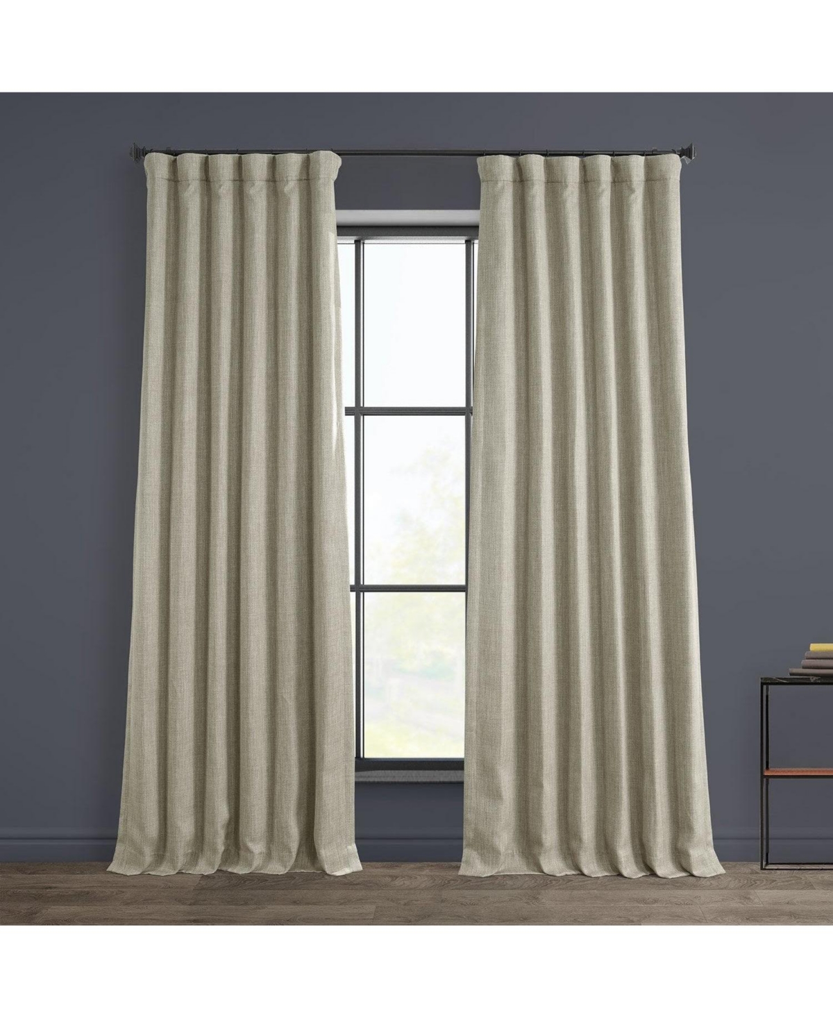 Half Price Drapes Textured Faux Linen Room Darkening Curtain In Brown