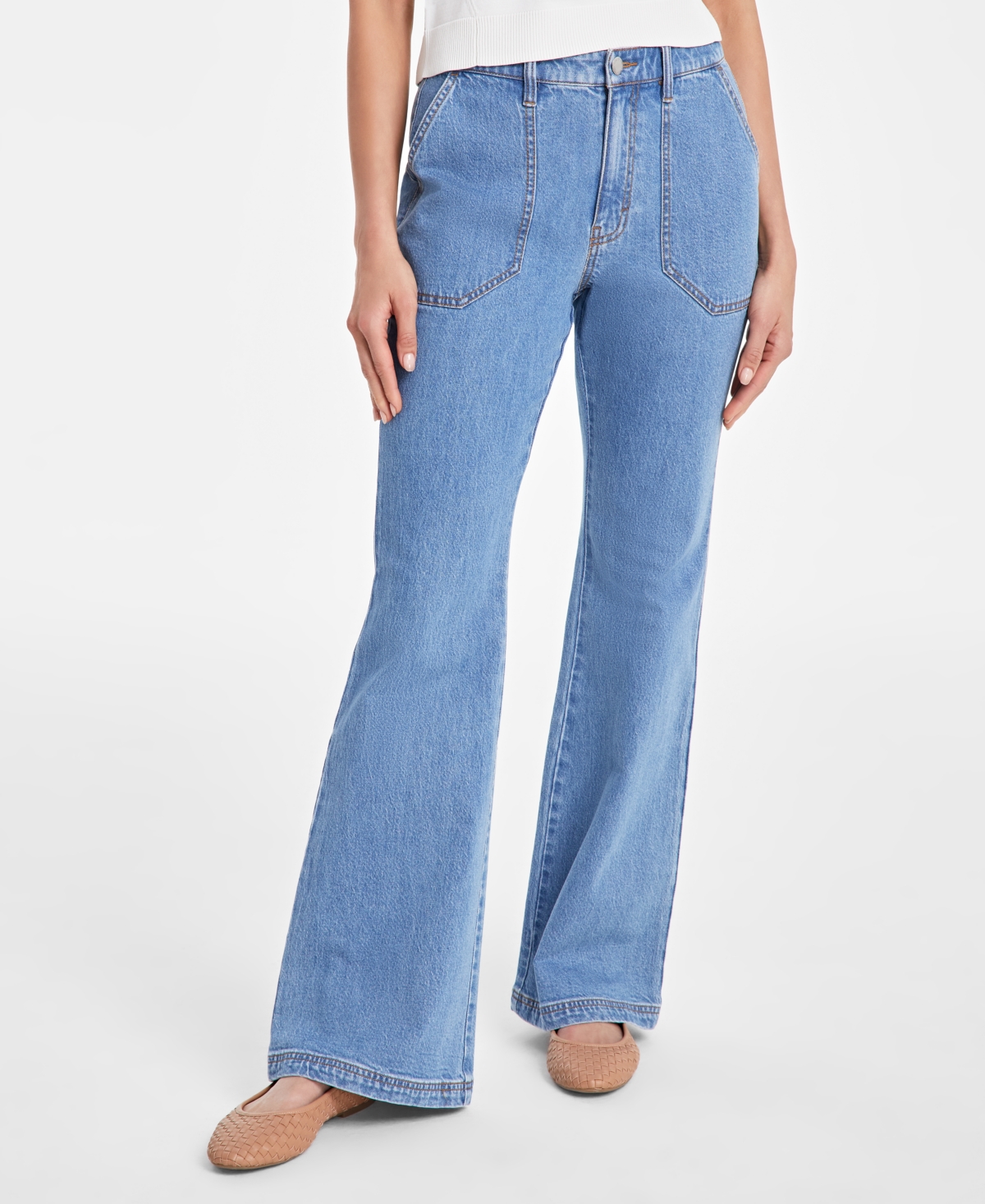 On 34th Women's Mid Rise Flared-leg Jeans, Exclusively At Macy's In Light Medium