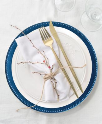 Royal Blue Beaded Charger Plate 13"