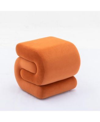 Chic S-Shape Velvet Footstool, Upholstered Makeup Stool, Modern Ottoman for Bedroom, Living Room, and Dressing Area-The Pop Home