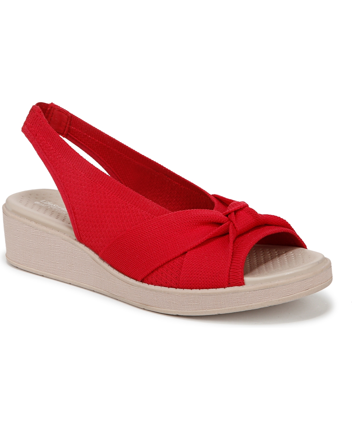 Bzees Bell Slingback Wedge Sandal In Fire Red Knit Fabric