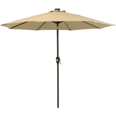 Outdoor Aluminum Sunbrella Patio Umbrella with Solar LED Light Bars and Tilt - 9'
