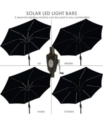 Outdoor Aluminum Sunbrella Patio Umbrella with Solar LED Light Bars and Tilt - 9'