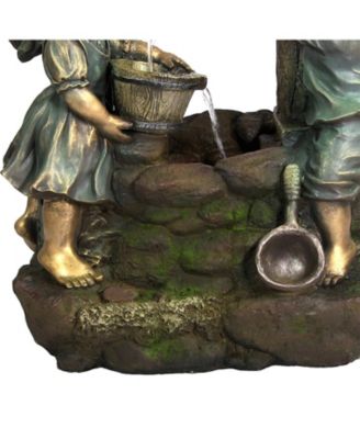 Children at the Well 39-Inch Outdoor Water Fountain - LED Lights - Electric Submersible Pump - Polyresin/Fiberglass