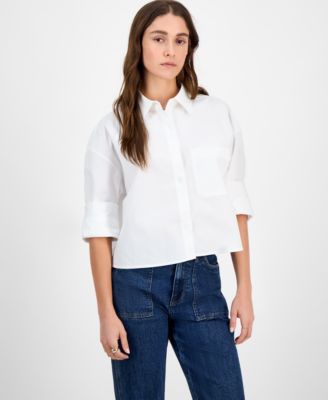 Women's Boxy Cotton Button-Front Shirt