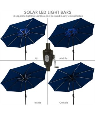 Outdoor Aluminum Sunbrella Patio Umbrella with Solar LED Light Bars and Tilt - 9'