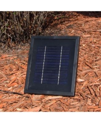 French Lily 33-Inch Solar Outdoor Wall Water Fountain with Battery Backup, Pump and Panel - Florentine Stone