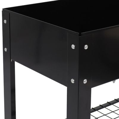 Hot Dip Galvanized Steel Raised Garden Bed with Mesh Shelf - Set of 2