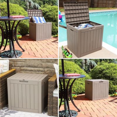 Lockable Outdoor Small Deck Box with Storage and Side Handles - 32-Gal.
