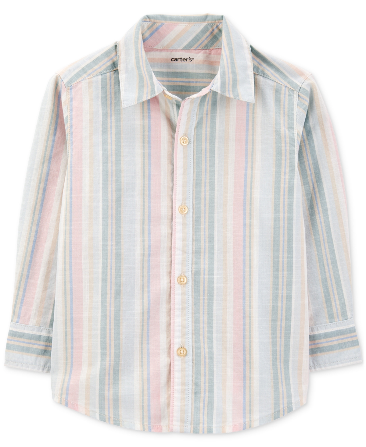 Carter's Toddler Boys Striped Woven Cotton Long-sleeve Button-down Shirt In Multi