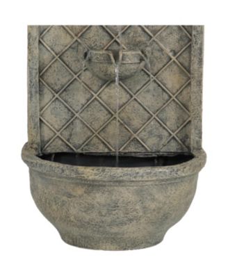Messina 26-Inch Solar Outdoor Wall Water Fountain with Battery Backup, Pump and Panel - French Limestone
