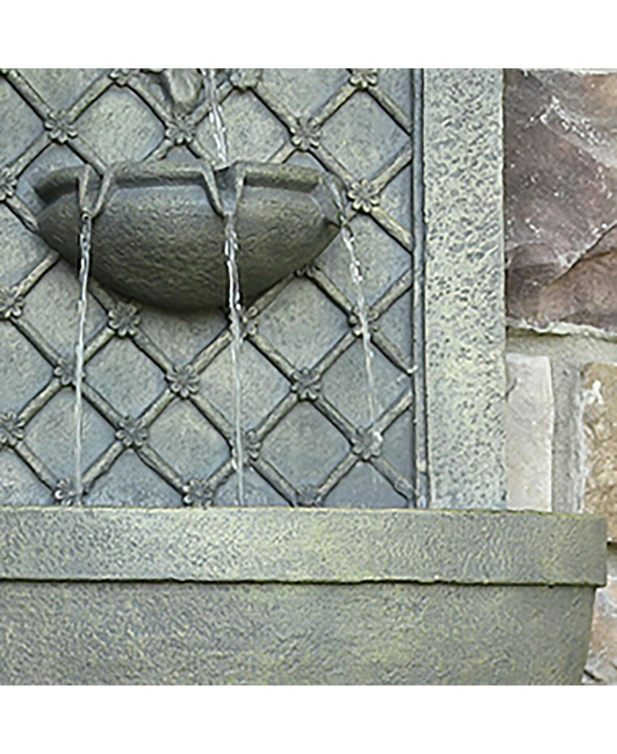 Sunnydaze Decor Rosette 31-Inch Polystone Outdoor Solar Wall Fountain - French Limestone Finish