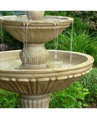 Classic Designer 55-Inch 3-Tier Polystone Outdoor Water Fountain - Electric Submersible Pump - Dark Brown