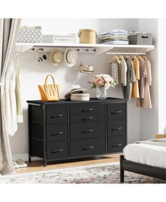 Dresser for Bedroom 55''TV Stand with Power Outlet & LED Wide Dresser with 10 Large Drawers