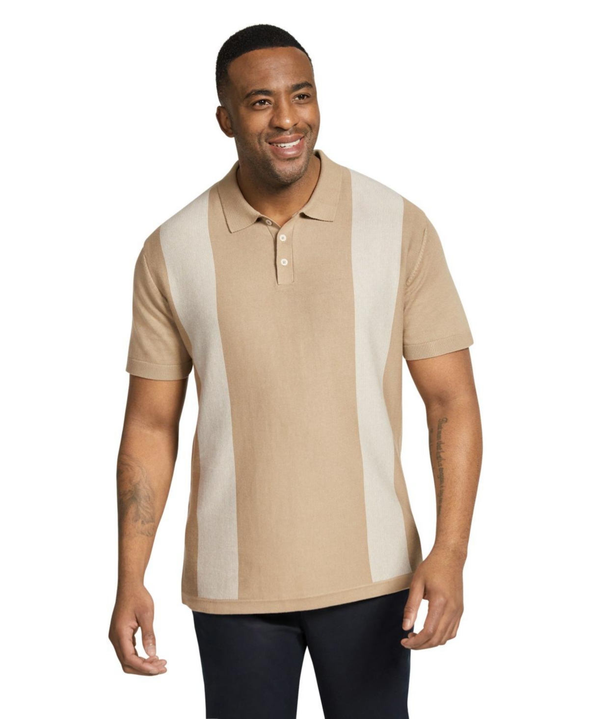 Big & Tall Jeremy Stripe Knit Polo - Taupe