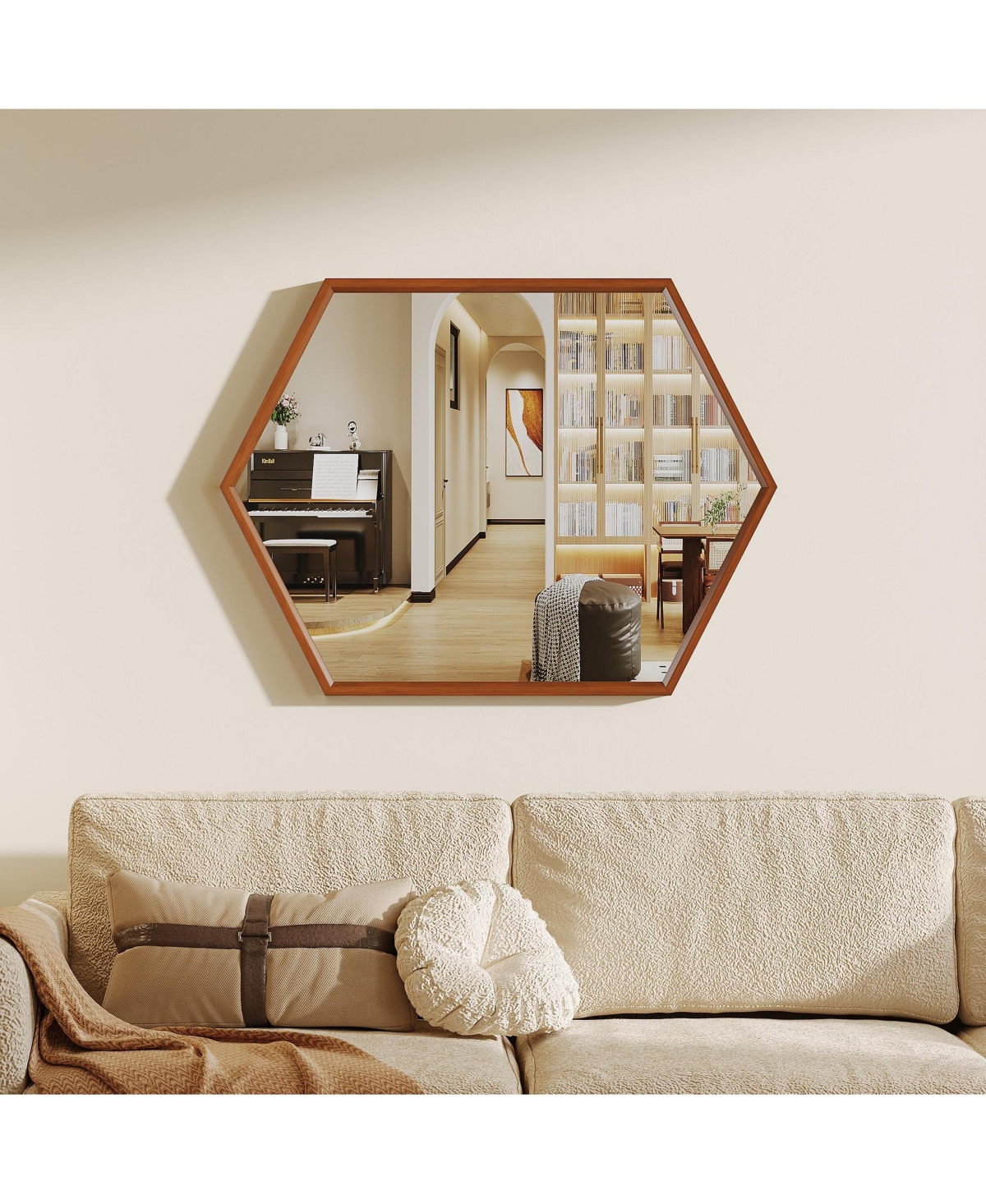Solid Wood Wall Mirror - Dark Brown