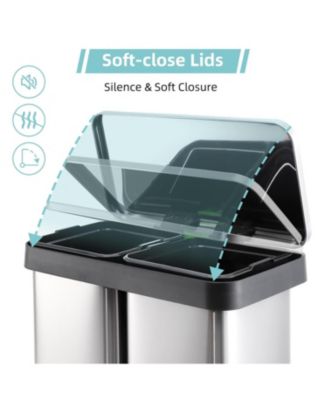 2 x 9.5 Gal (36L+36L) Trash Can, Dual Compartments Garbage Can