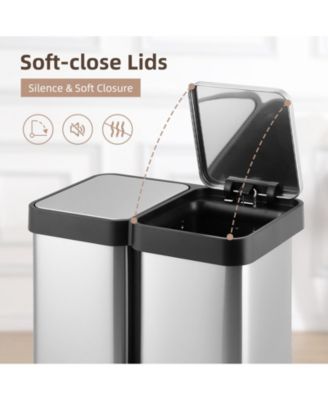 Large Capcity Dual Trash and Recycling Bin, Fingerprint Proof Stainless Steel Kitchen Garbage Can
