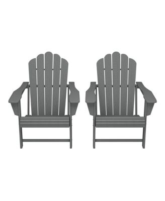 Outdoor Patio HDPE Adirondack Chairs With Cup Holders (Set of 2)