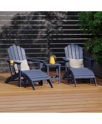 5-Piece Adirondack Chair with Folding Ottoman and Table Set
