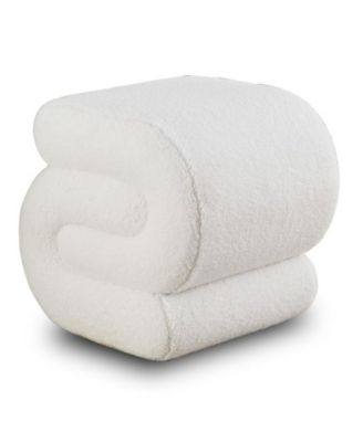 Modern S-Shape Makeup Stool, Teddy Fabric Upholstered Footstool, Comfy Ottoman for Bedroom, Living Room, and Dressing Table