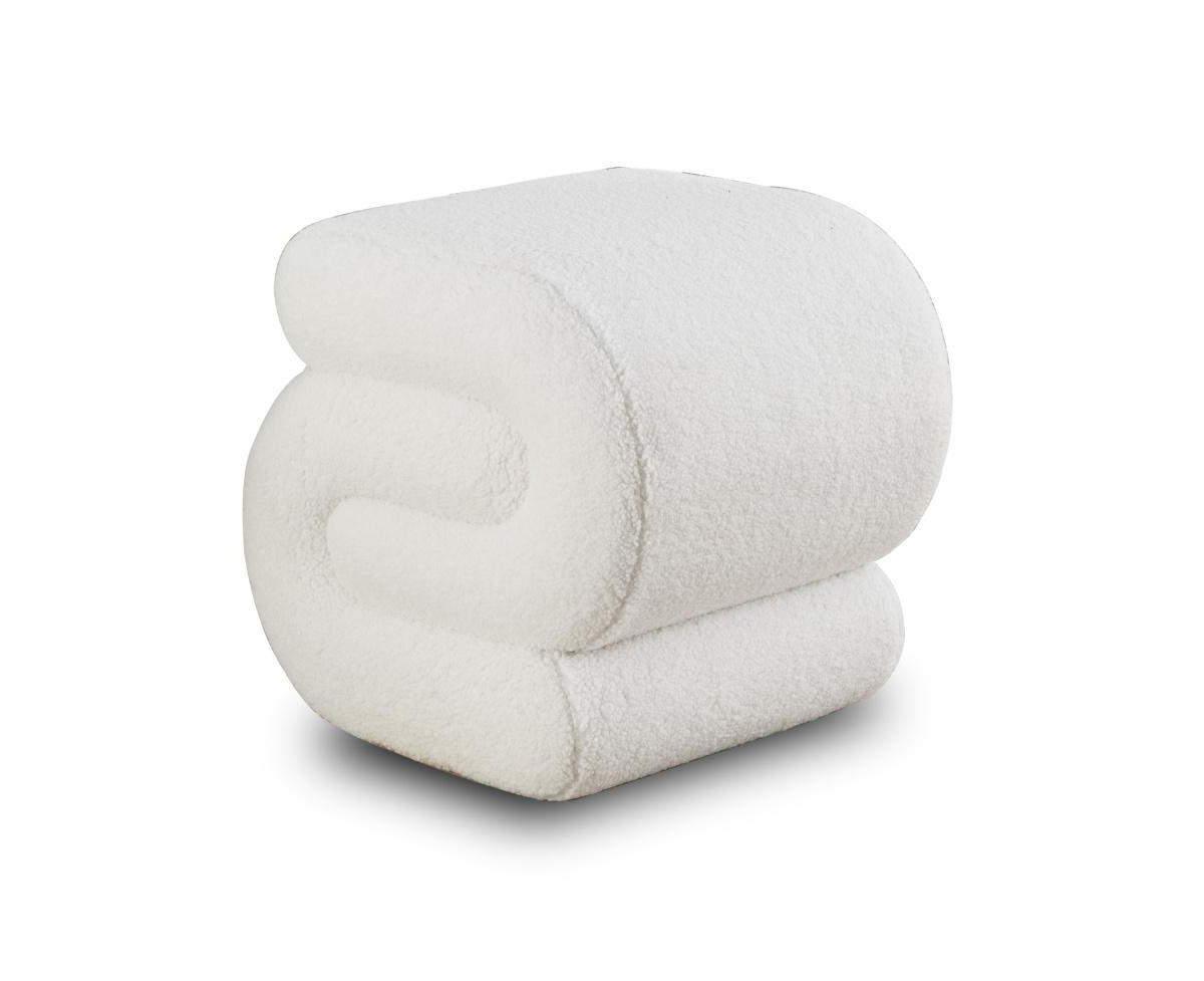 Modern S-Shape Makeup Stool, Teddy Fabric Upholstered Footstool, Comfy Ottoman for Bedroom, Living Room, and Dressing Table-The Pop Home