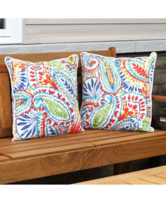 Indoor/Outdoor Square Accent Decorative Throw Pillows for Patio or Living Room Furniture - 16" - 2pc