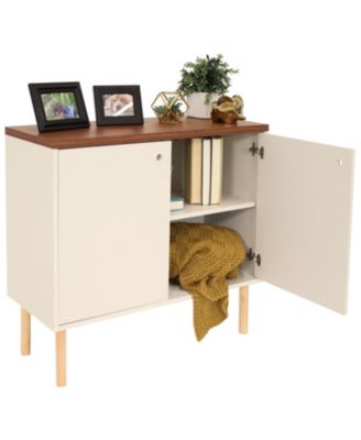 Indoor Mid-Century Modern 2-Door Accent Buffet Cabinet with Shelves