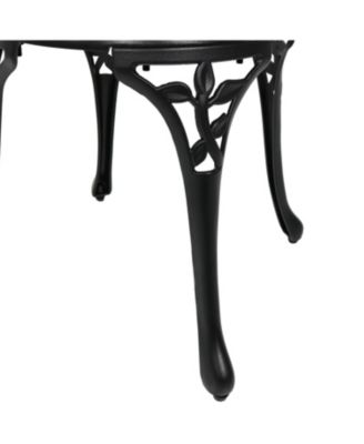 Floral Design Cast Aluminum Outdoor Patio Bistro Set, Black, 3pc