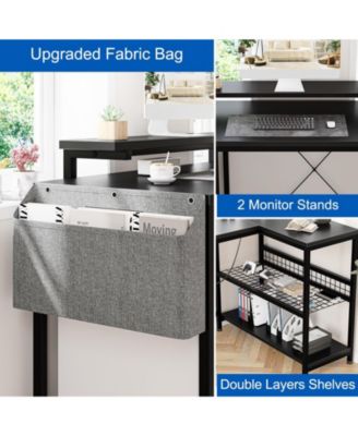 L Shaped Computer Desk with Power Outlets & LED Light, 49.6" Reversible Corner Computer Desk