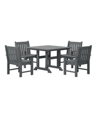 5-Piece HDPE Outdoor Patio Chair and Square Table Dining Set