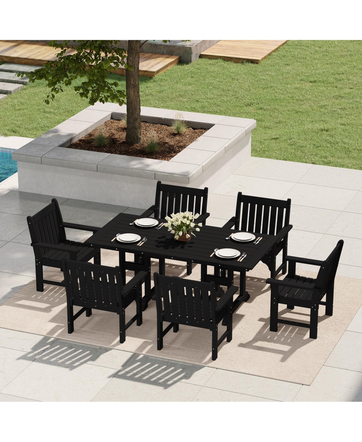 WestinTrends 7-Piece Hdpe Outdoor Dining Patio Table and Chairs Set