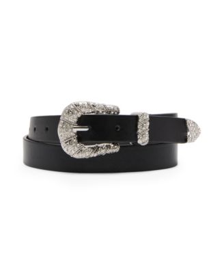 Steve Madden - Embellished Textured Faux-Leather Belt