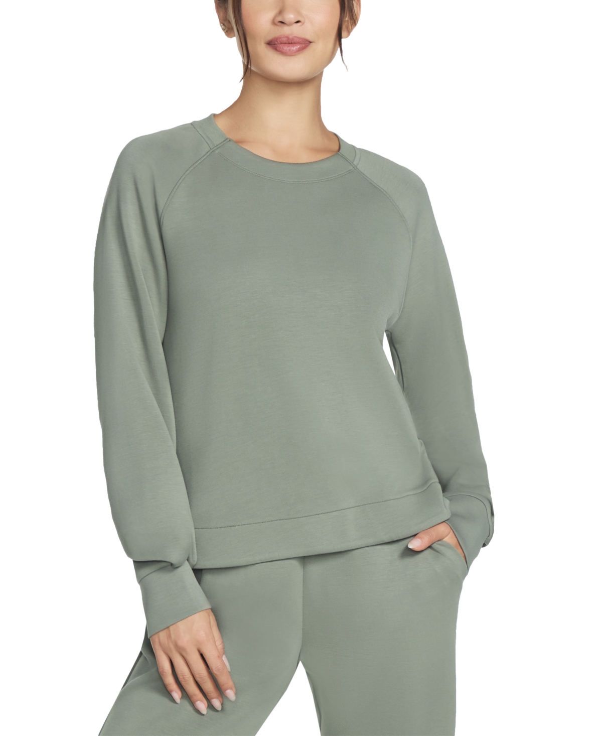Skechers Women's Skechweave Elevate Long-sleeve Crewneck Tee In Agave Green