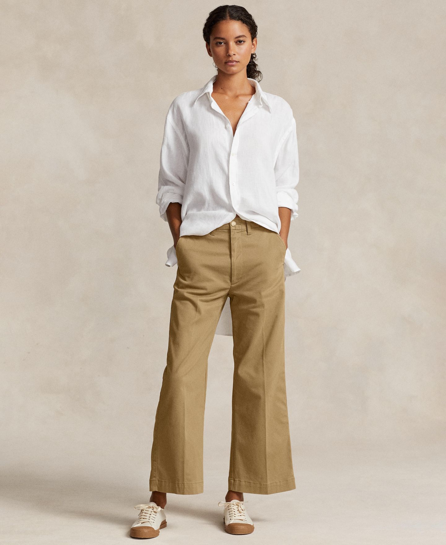 Женские брюки Polo Ralph Lauren Chino Wide-Leg, цвет: Хаки — фото 2