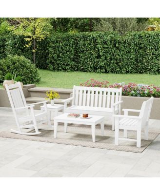 5-Piece HDPE Outdoor Patio Furniture Couch and Rocking Chair Set