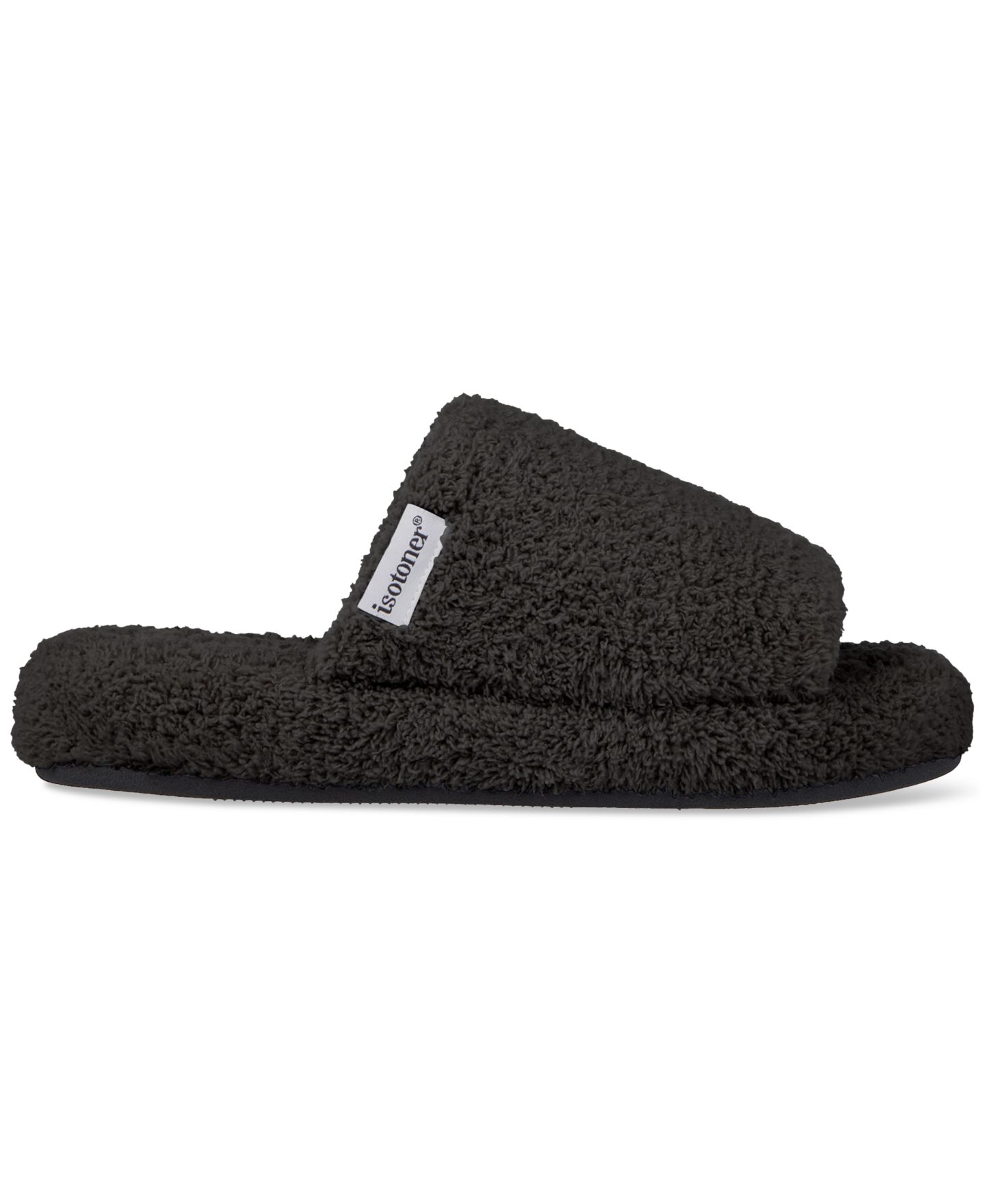 Женские тапочки Isotoner Signature Joey Cozy Plush Slide Slippers, цвет: Чёрный — фото 2