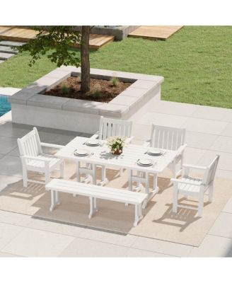 6-Piece HDPE Outdoor Rectangle Dining Patio Table and Chairs Set