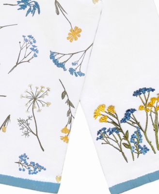 Wildflowers Printed & Embroidered Kitchen Towels, Set of 2
