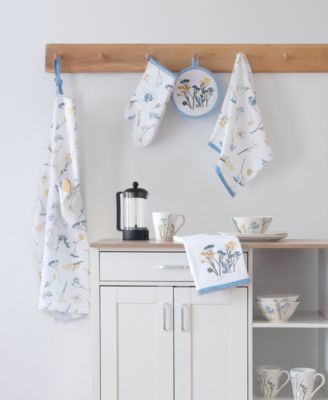 Wildflowers Printed & Embroidered Kitchen Towels, Set of 2