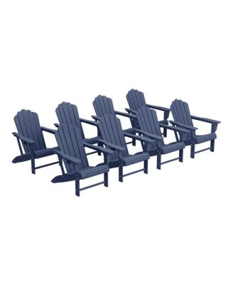Outdoor Patio HDPE Adirondack Chairs With Cup Holders (Set of 8)