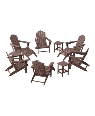 12-Piece HDPE Outdoor Patio Furniture Adirondack Chair Conversation Table Set