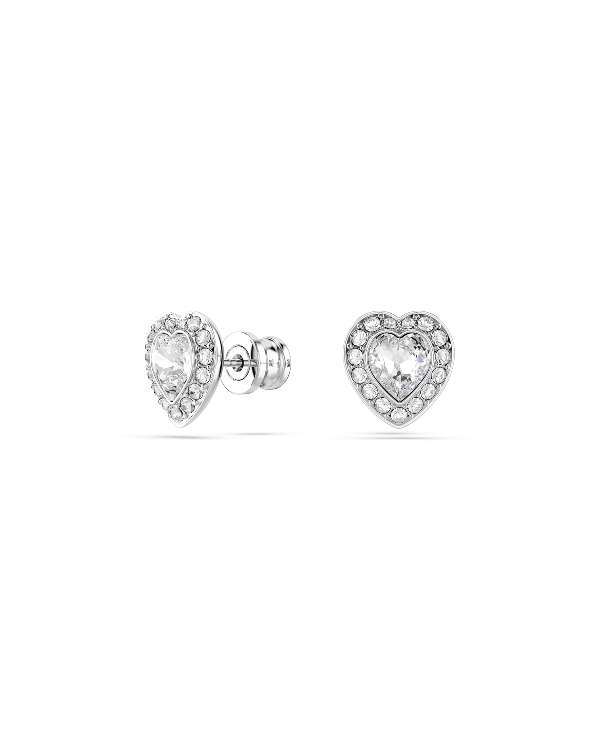 Swarovski X Ariana Grande Rhodium Plated Heart Mixed Cuts Stud Earrings In Silver