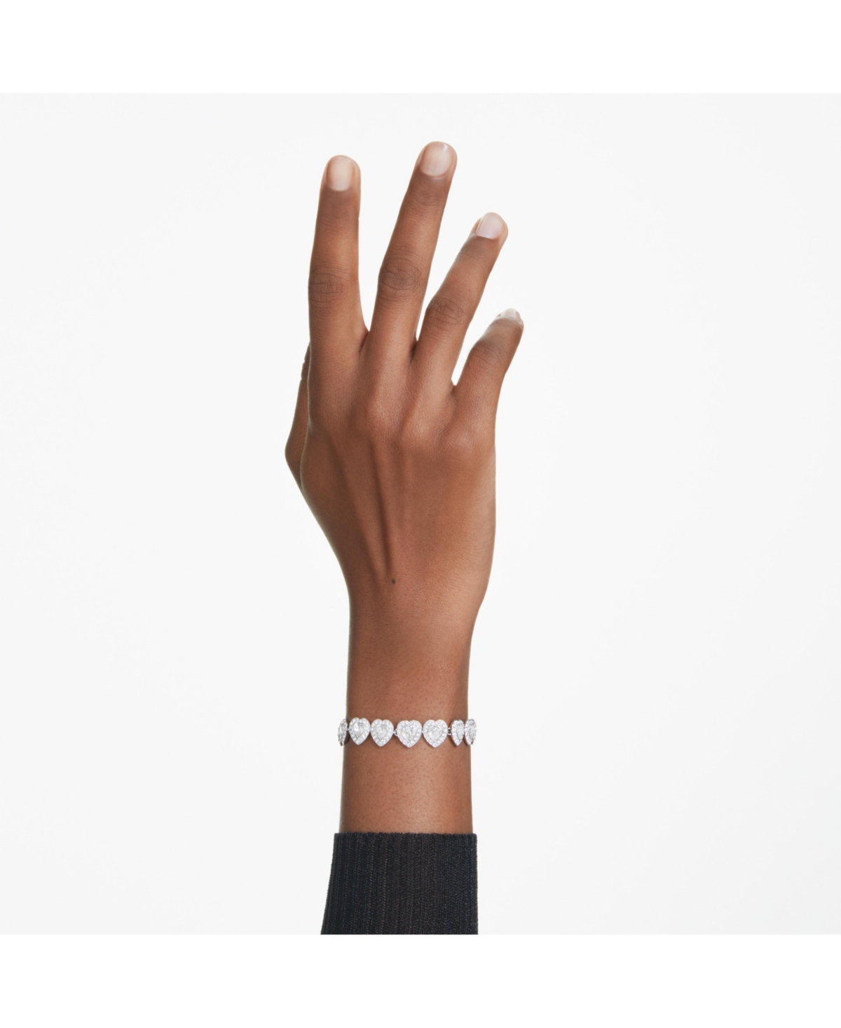 Swarovski X Ariana Grande Rhodium Plated Heart Mixed Cuts Tennis Bracelet In Silver