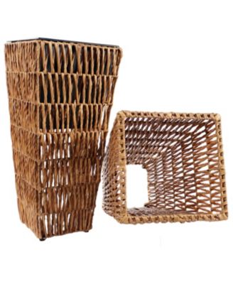 Indoor/Outdoor Hyacinth Poly-Wicker Tall Planters - 2pk - 11"