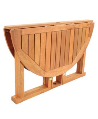 Malaysian Hardwood Gateleg Round Patio Table with Teak Oil Finish - 47.25" Diameter x 29" H