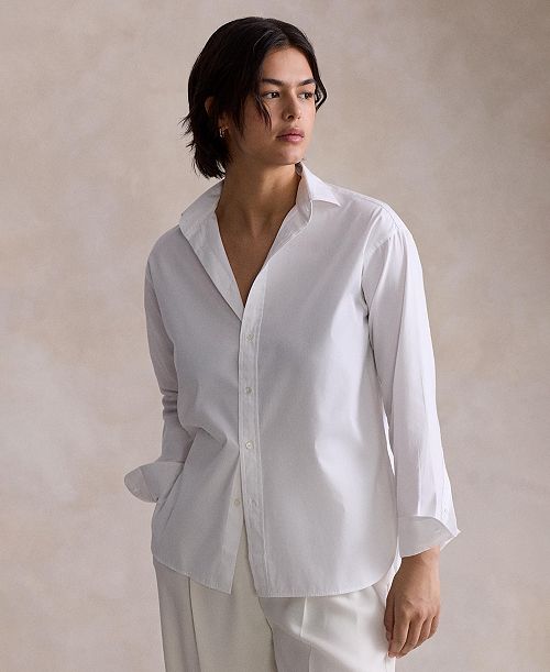 alfani Polo Ralph Lauren Women's Relaxed-Fit Cotton Shirt Women's Fashion Shoes & Accessories