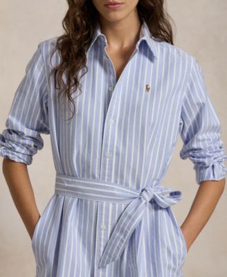 Women's Belted Cotton Oxford Shirtdress