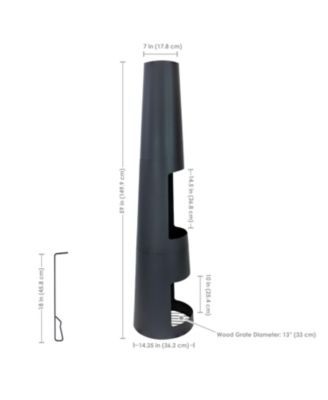 Steel Chiminea with Built-In Log Holder - Black - 59" H